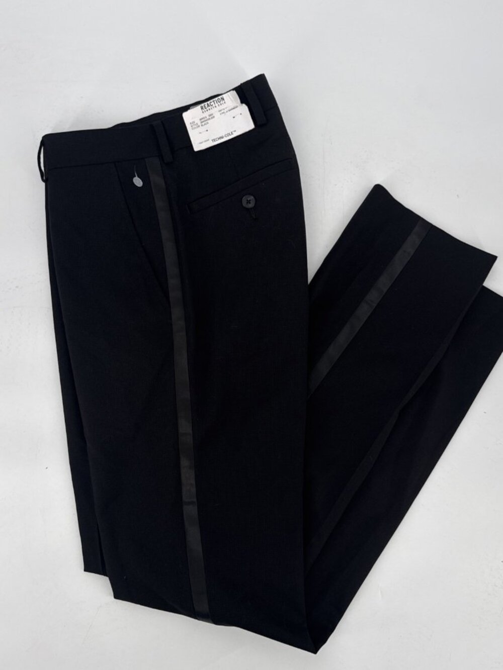 Kenneth Cole Reaction Black Tuxedo Pants Mens Size 29 Techni-Cole NWT